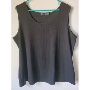 Picadilly Women's Plus Sleeveless Tank Top Black Textured Round Neck Size 2X